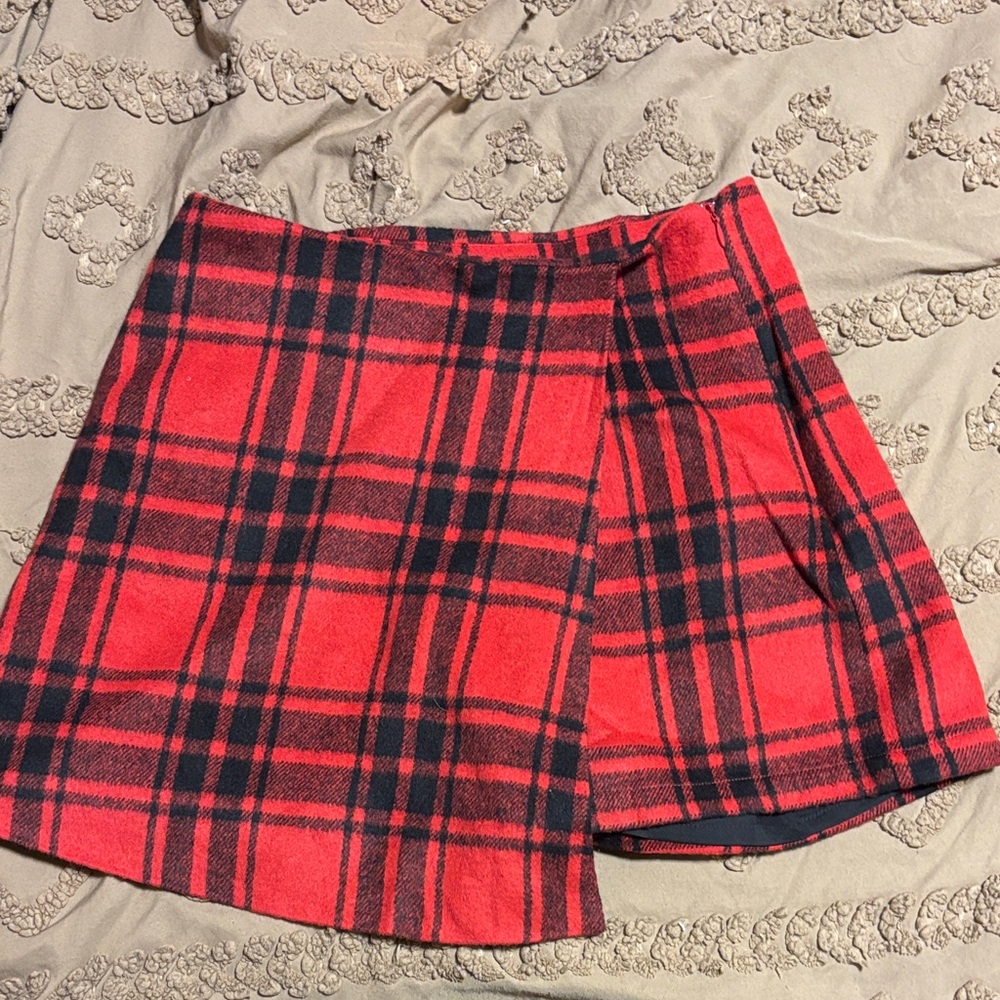 Pink Lily Red and Black Plaid Mini Skirt
